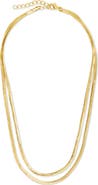 Sterling Forever Double Row Herringbone Chain Necklace