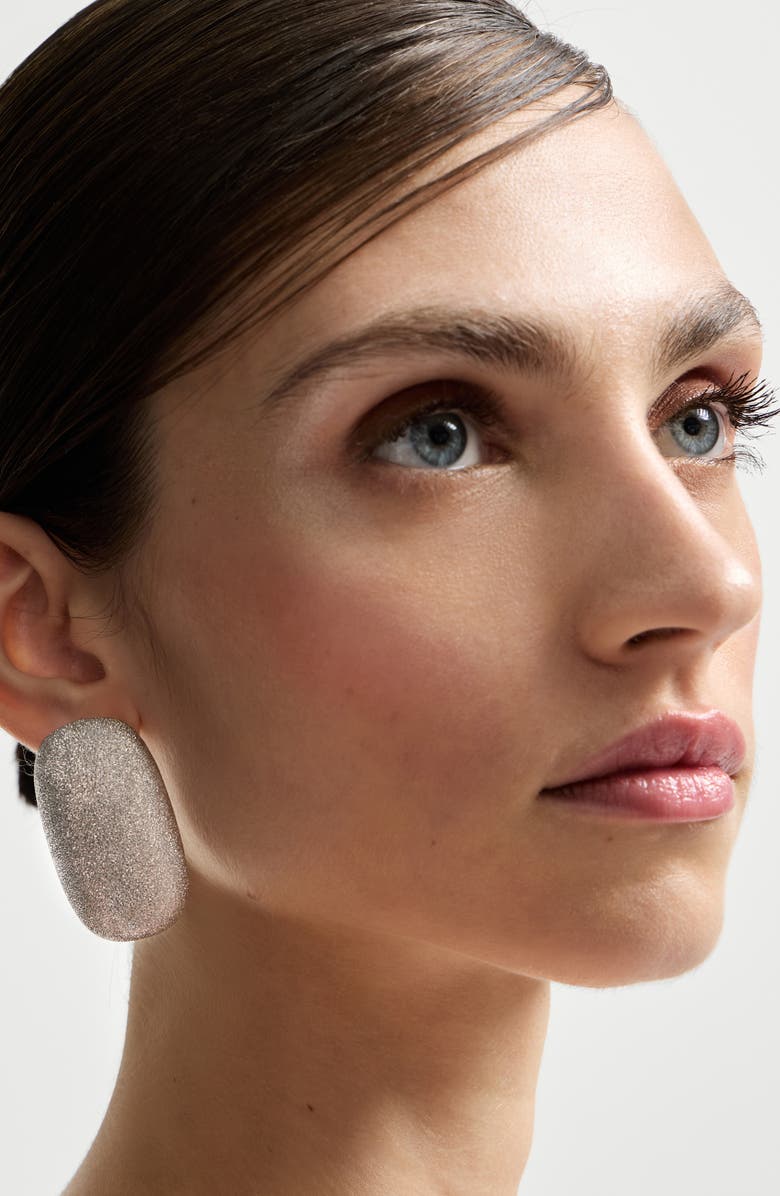 Brunello Cucinelli Silver shimmer earrings, Alternate, color, Silver