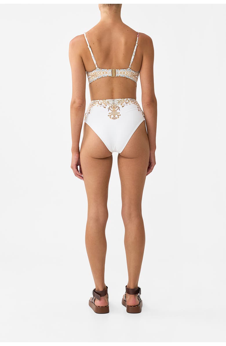 Camilla Pleated High Tri Bikini Top With Front Trim Ottoman Dynasty, Alternate, color, Ottoman Dynasty