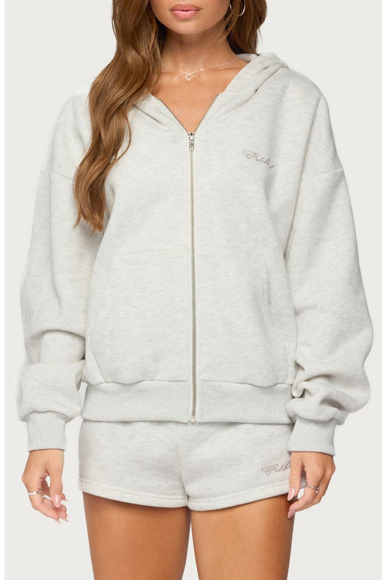 Basic Girl Cotton Blend Zip-Up Hoodie, Main, color, LIGHT-GRAY-MELANGE