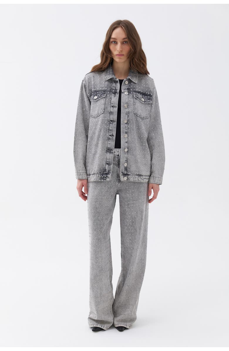 Nocturne Oversized Stone-Embellished Jean Jacket, Alternate, color, 