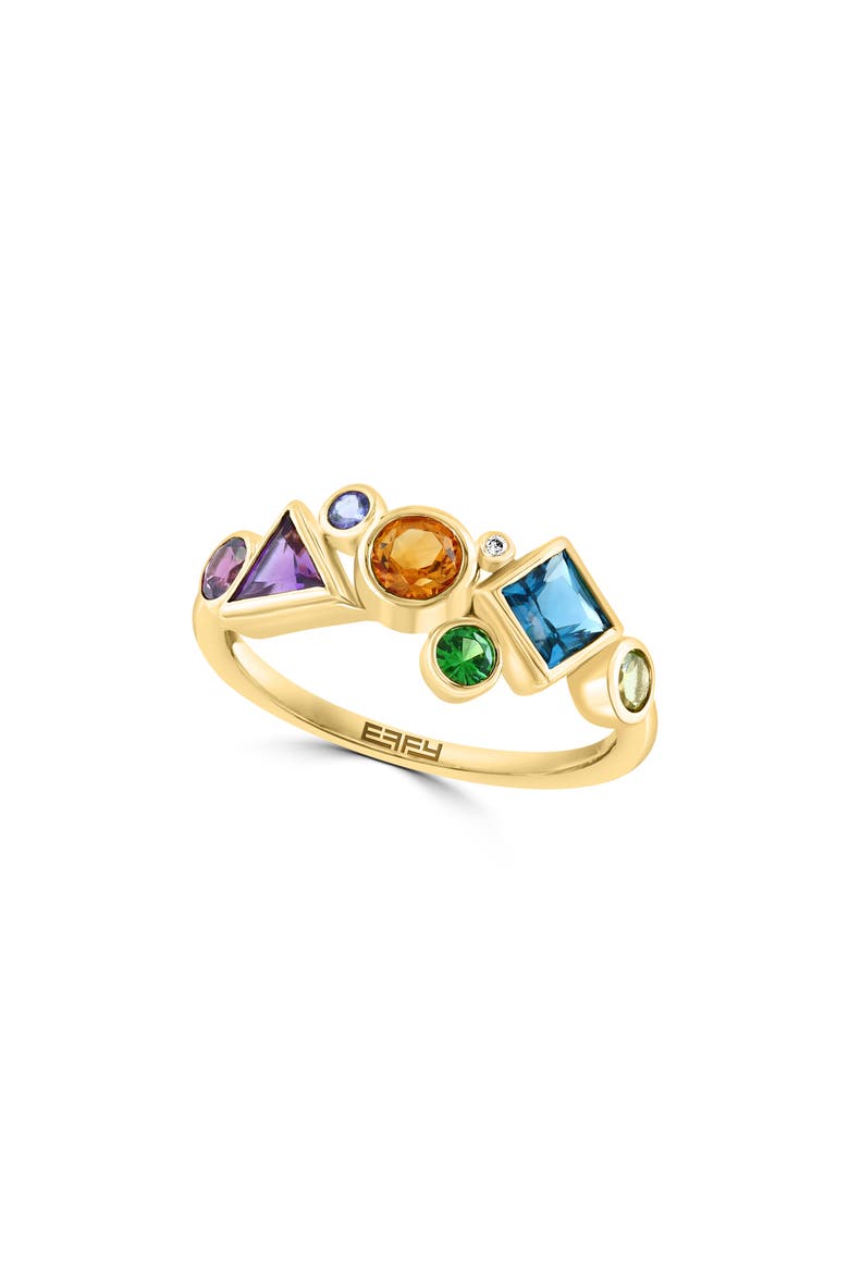 14K Yellow Gold Multi Stone & Diamond Ring, Main, color, MULTI