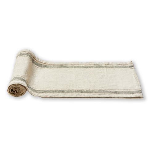 Aspen Stripe Cotton Table Runner Beige for Christmas Decor