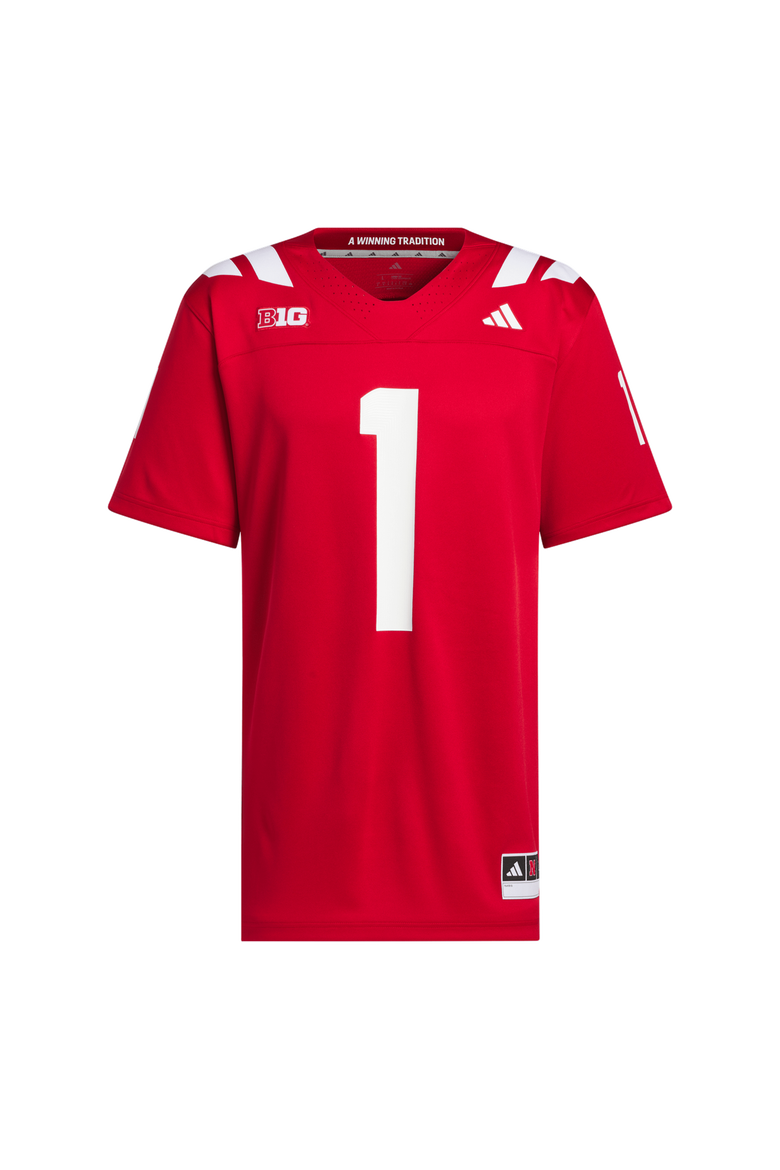 Men's adidas #1 Scarlet Nebraska Huskers Home Premier Jersey, Alternate, color, Scarlet