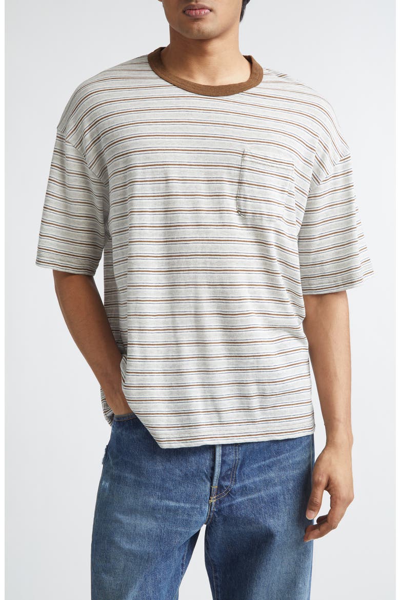 Mondo Border Stripe Pocket Wool & Cotton T-Shirt (Men) | Nordstrom