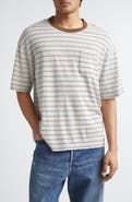 VISVIM Mondo Border Stripe Pocket Wool & Cotton T-Shirt