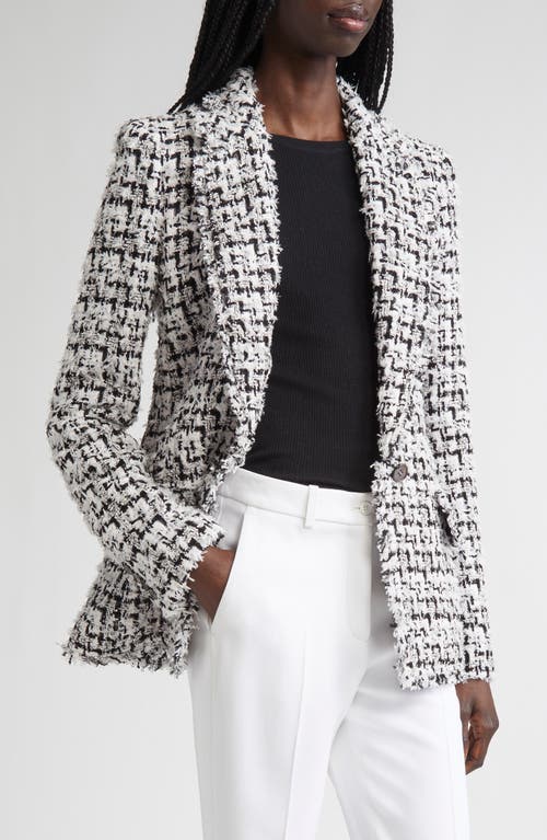 Michael Kors Eyelash Tweed Single-breasted Blazer In Gray