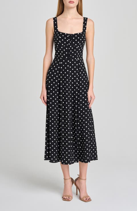Leonie Polka Dot Corset Midi Dress