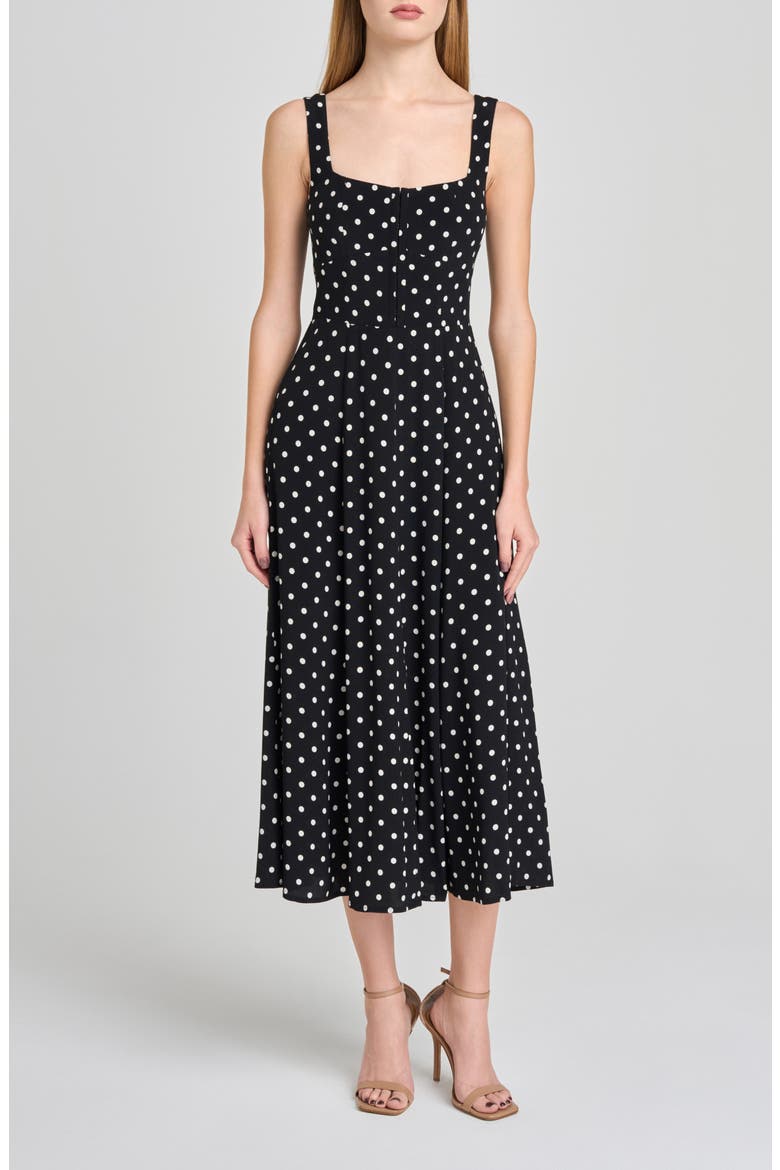 dotted midi corset dress Evening Polka Dot Tiered Dress, Corset Midi Elegant Dress, Cocktail Party Dress, Bridesmaids Tulle Gown, Wedding Guest Event Dresses