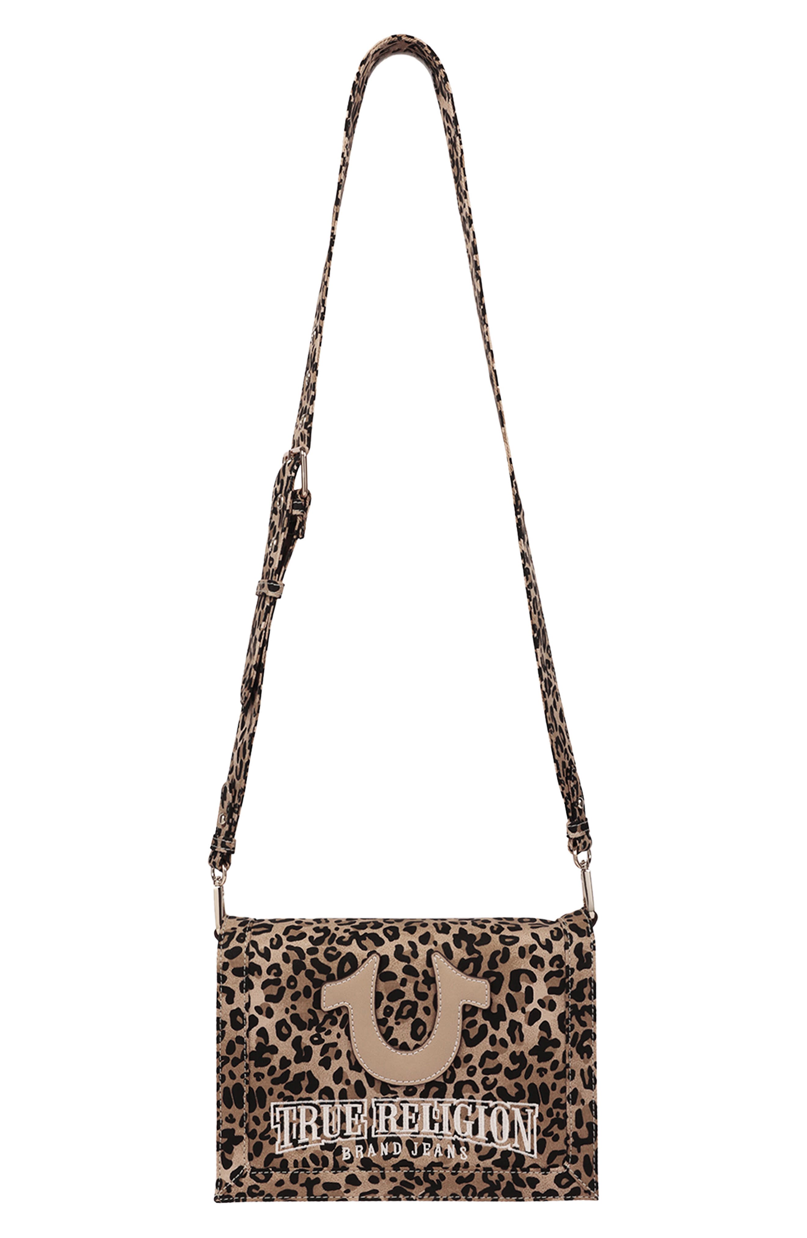 Bling Logo Leopard Messenger Bag, Alternate, color, LEOPARD