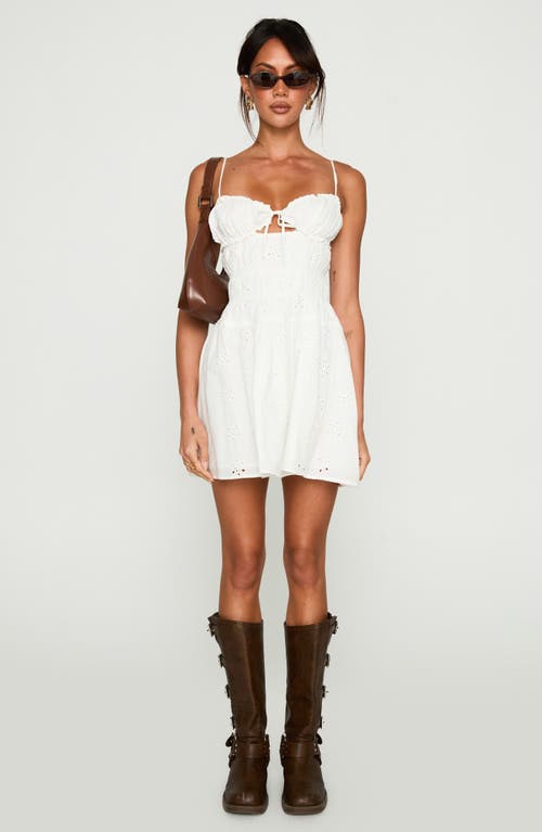 Princess Polly Wish Me Luck Shirred Cotton Mini Sundress In White
