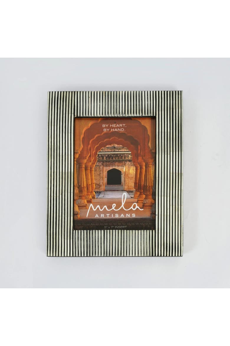 Pinstripe Photo Frame Gift Box Set, Main, color, Black/Grey Pinstripe