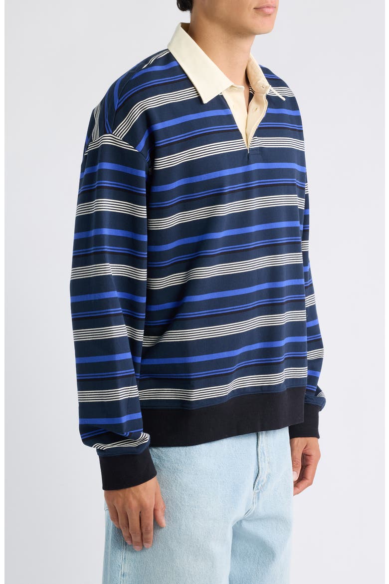 David Striped Organic Cotton Long Sleeve Rugby Shirt, Alternate, color, NAVY STRIPE