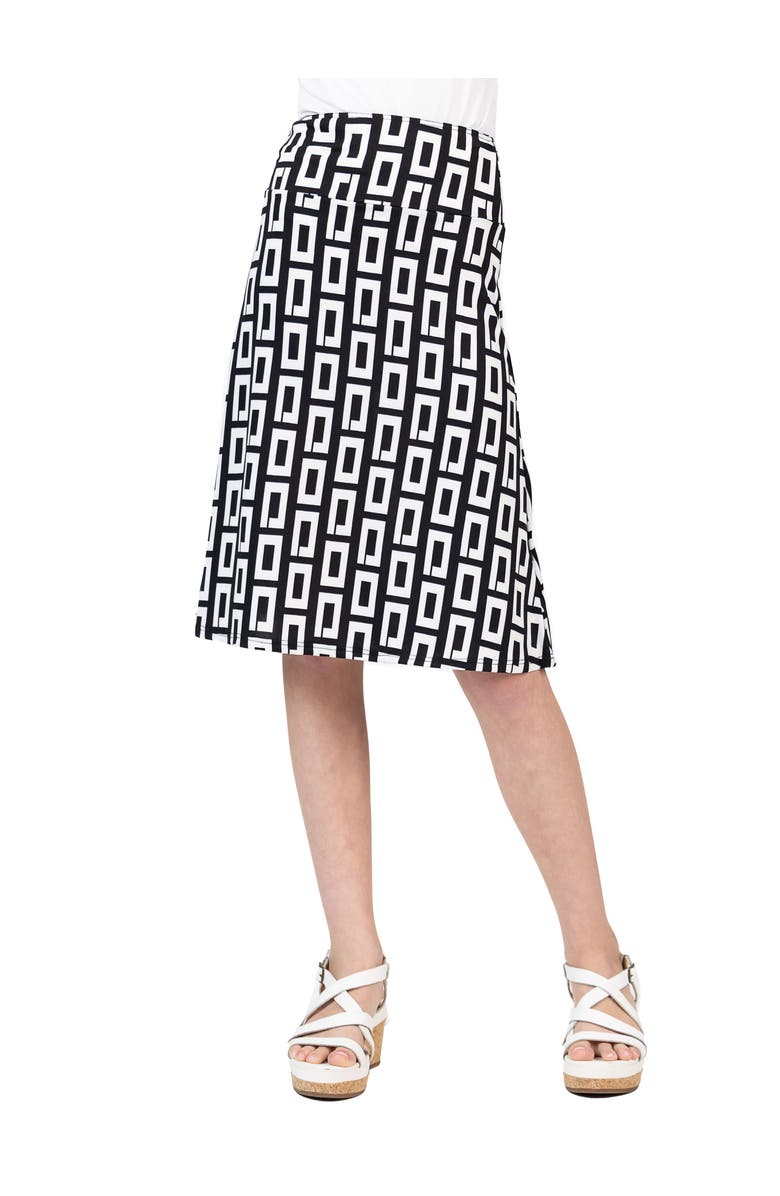 24sevenKid Black and White Knee Length Skirt, Main, color, Black Multi