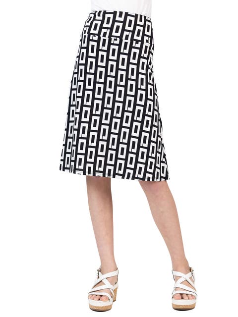 Black and White Knee Length Skirt