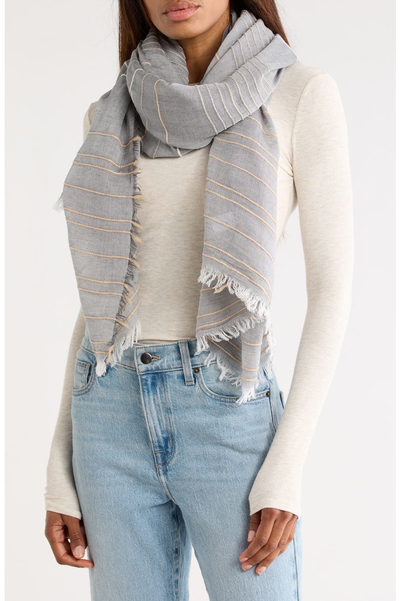 Two-Tone Stripe Textured Scarf, Main, color, NAVY