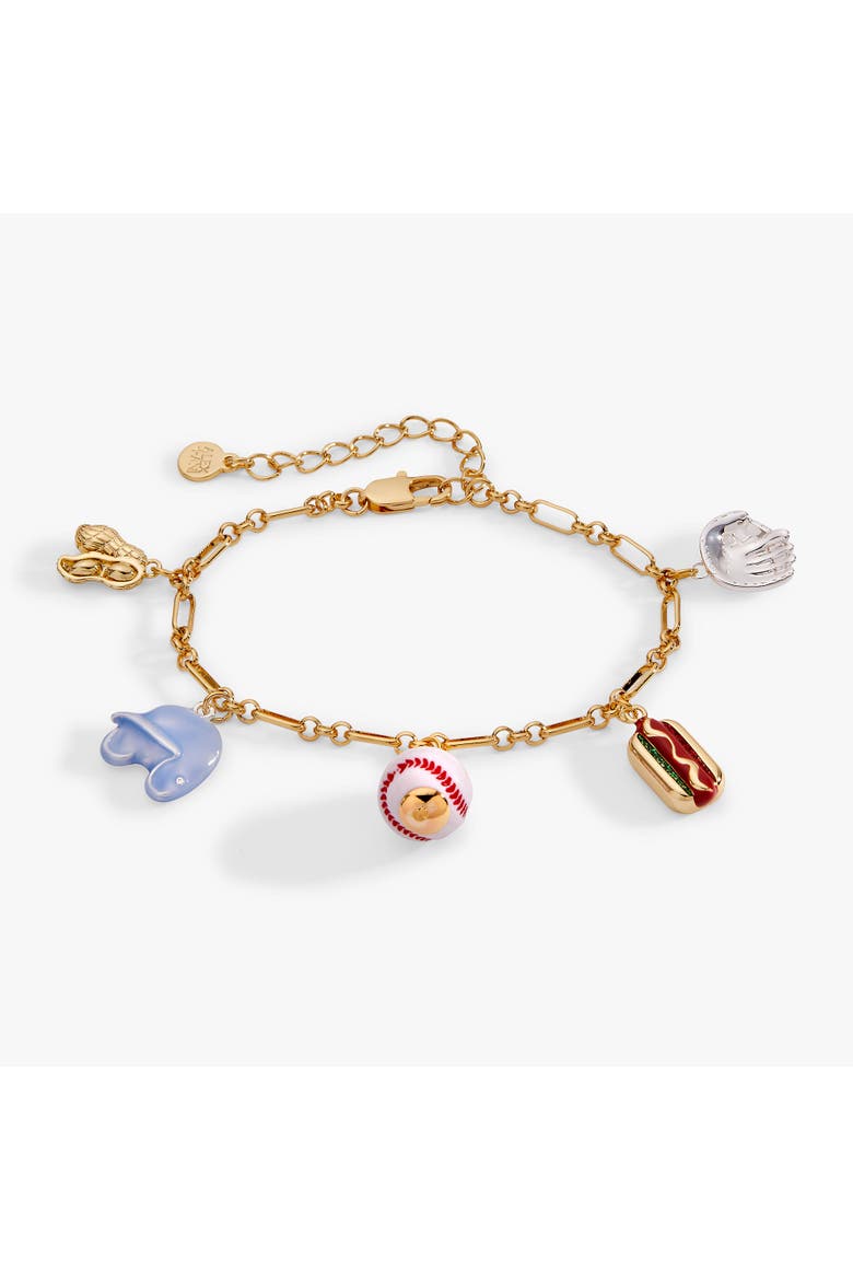 'Take Me Out to the Ballgame' Baseball Charm Bracelet, Main, color, Brass Two Tone
