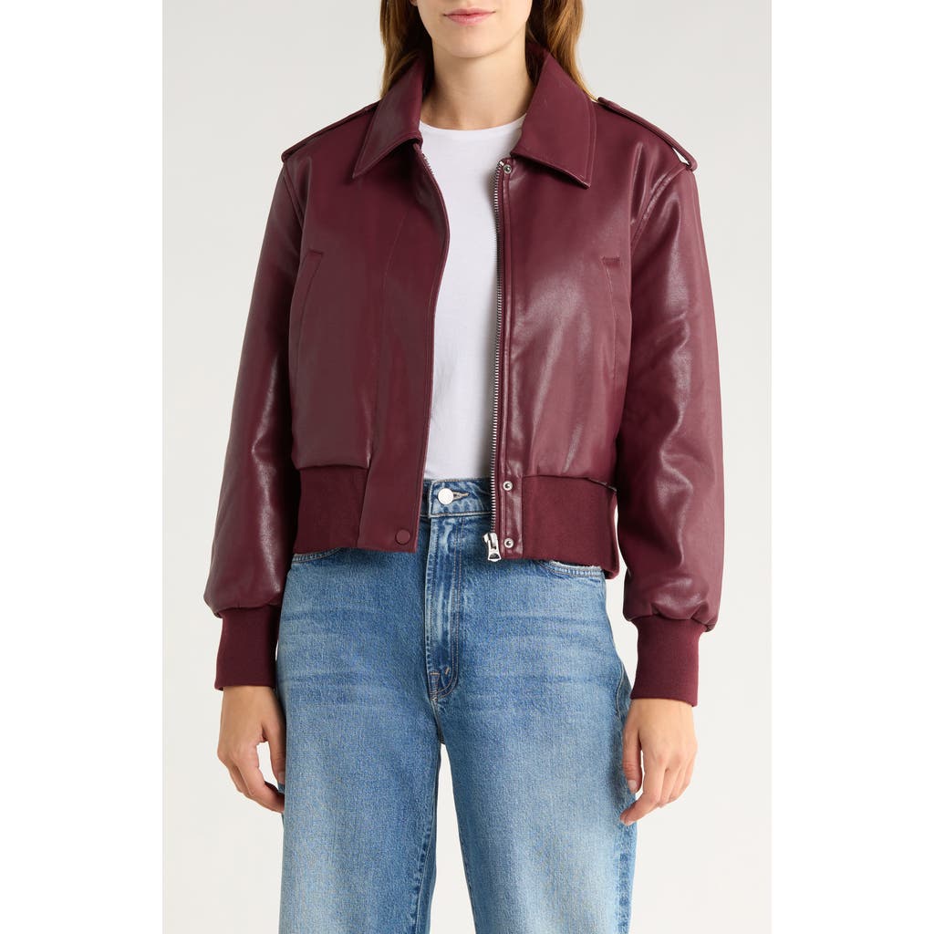 Hudson Jeans Waterproof Faux Leather Aviator Jacket In Red