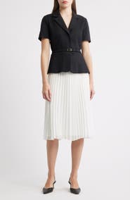 Julia Jordan Faux Two-Piece Short Sleeve Belted Midi Dress