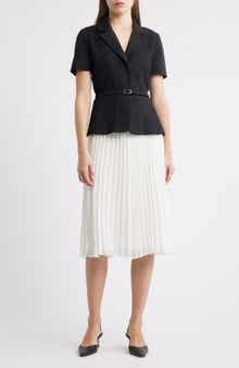 Julia Jordan Faux Two-Piece Short Sleeve Belted Midi Dress