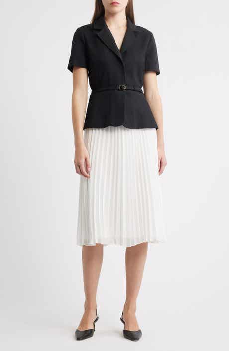 Julia Jordan Faux Two-Piece Short Sleeve Belted Midi Dress