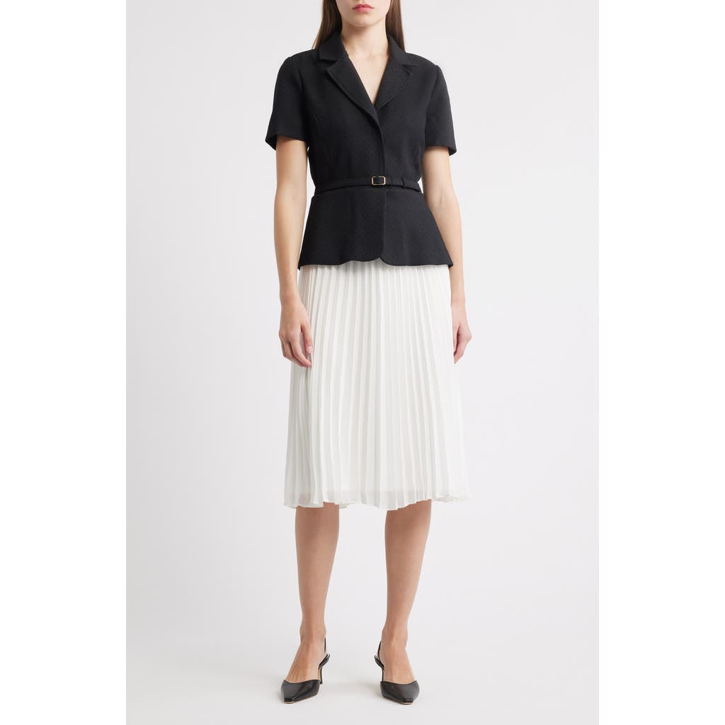 Julia Jordan Faux Two-piece Short Sleeve Belted Midi Dress