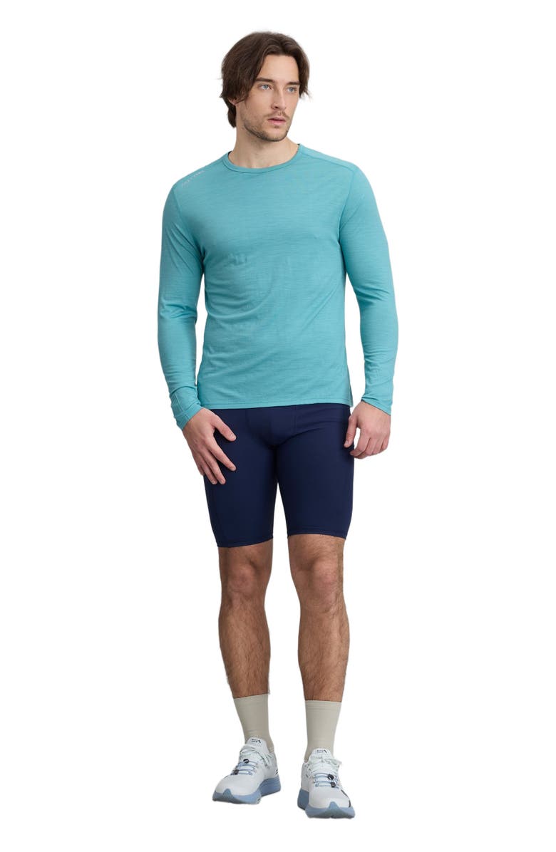 COZY ZERO Men
s 100% Merino Classic L/S Crew, Alternate, color, Dusty Turqoise