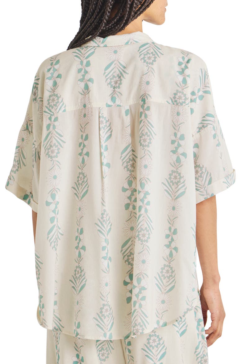 Wesley Cotton Blend Button-Up Shirt, Alternate, color, TURQUOISE FLORAL