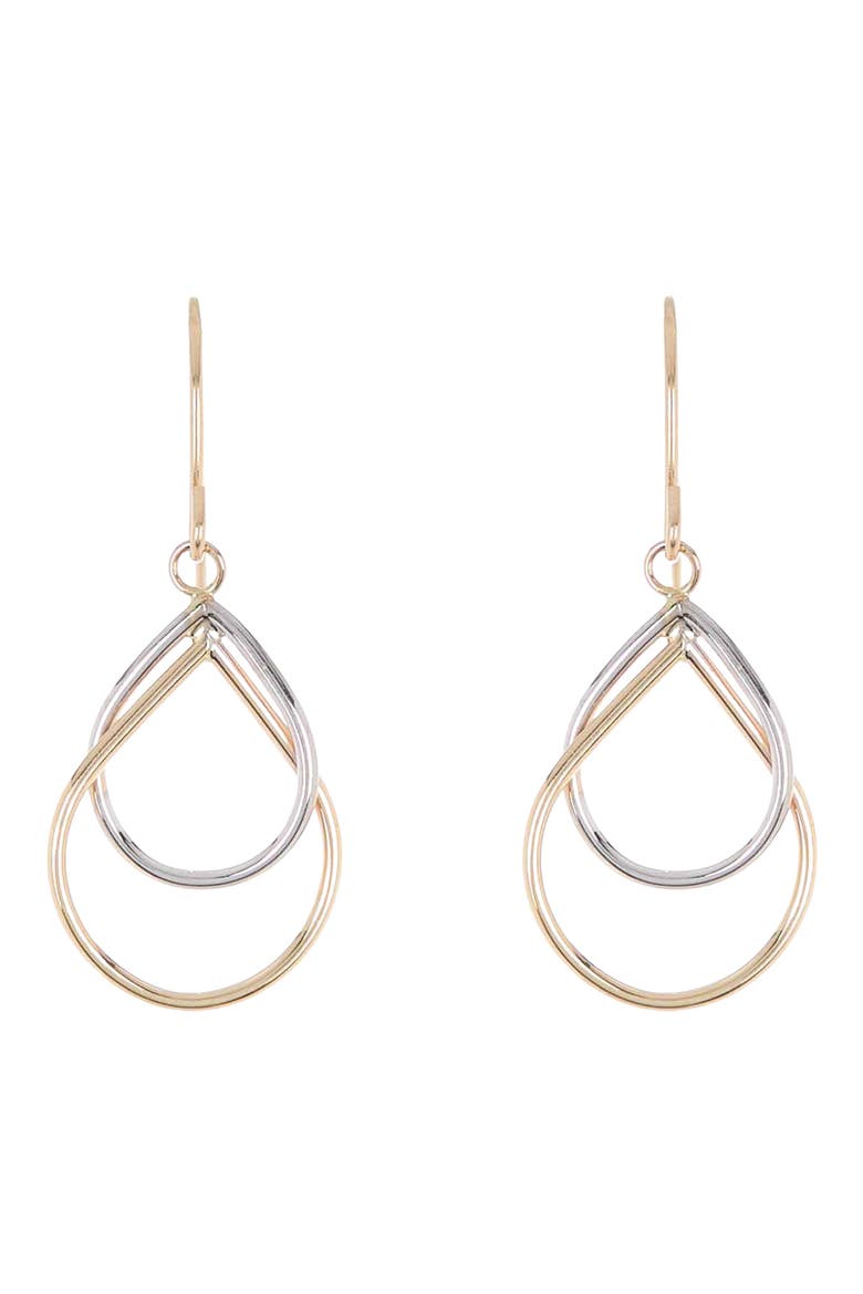 14K Yellow & White Gold Pear Shape Drop Earrings, Main, color, yellow and white gold
