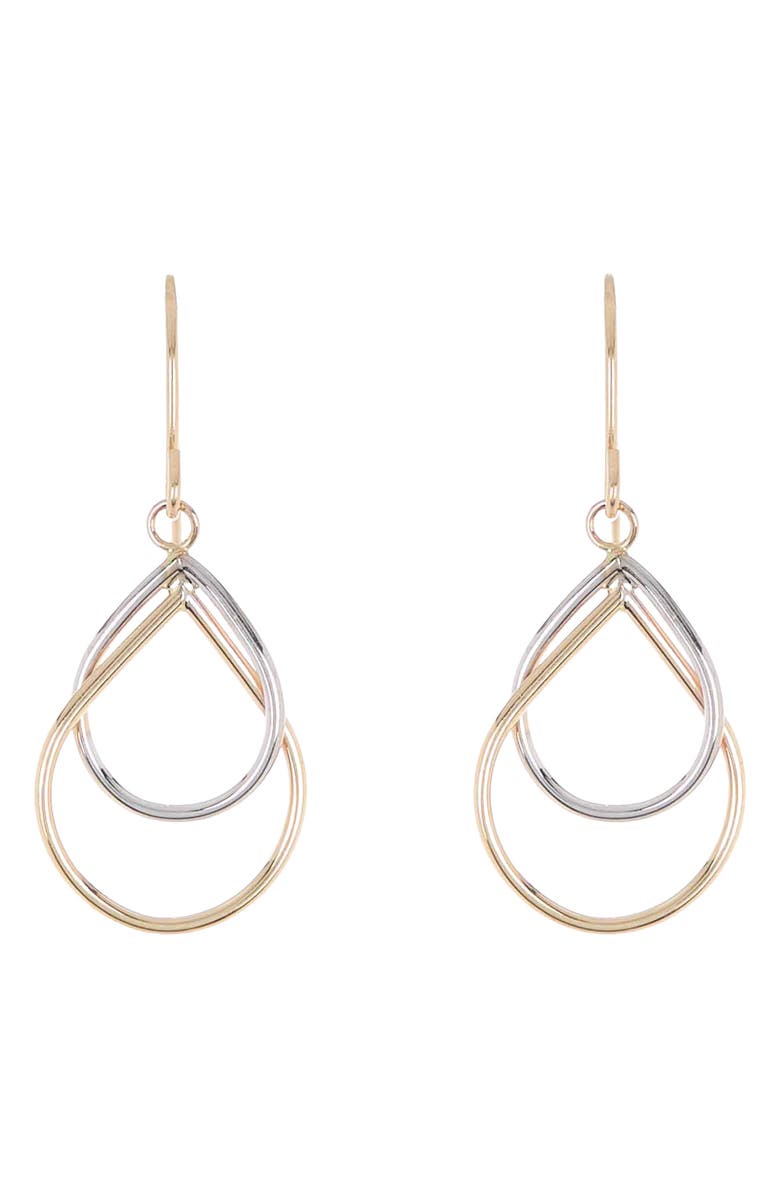 CANDELA JEWELRY 14K Yellow & White Gold Pear Shape Drop Earrings, Main, color, 