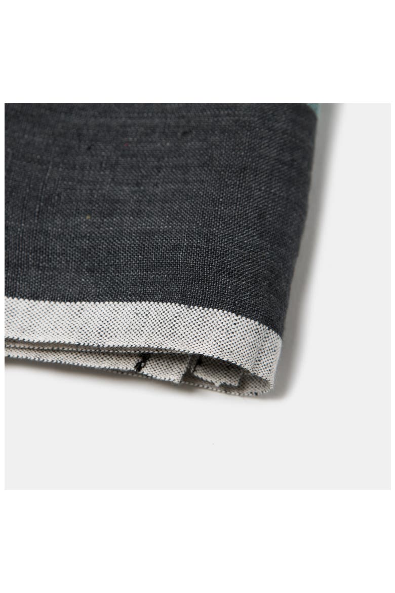 Set of 2 Laundered Linen Tea Towels, Alternate, color, CHARCOAL/ AQUA