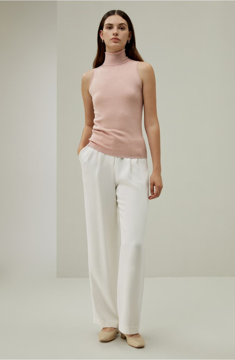 Lilysilk Minimalist Sleeveless Turtleneck Top, Alternate, color, Pink