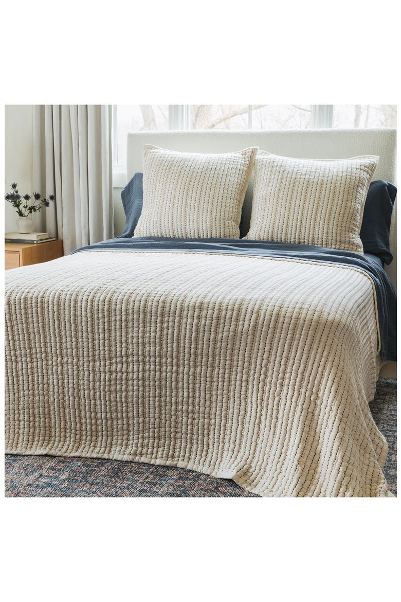 Coastal Stitch Set of 2 Euro Pillow Shams, Alternate, color, BEIGE