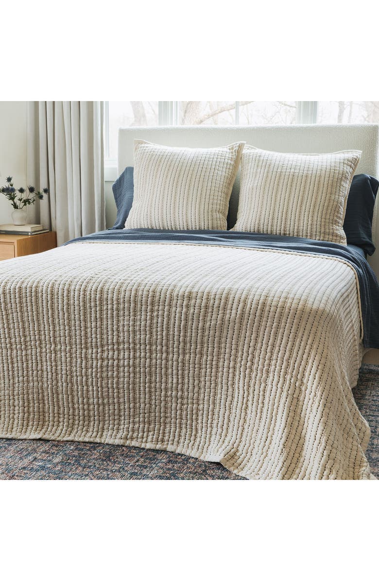 Crane Air Coastal Stitch Set of 2 Euro Pillow Shams, Alternate, color, Beige