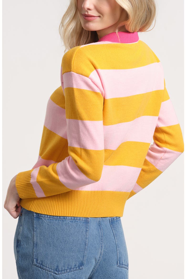 Floral Button Rugby Sweater, Alternate, color, YELLOW PINK