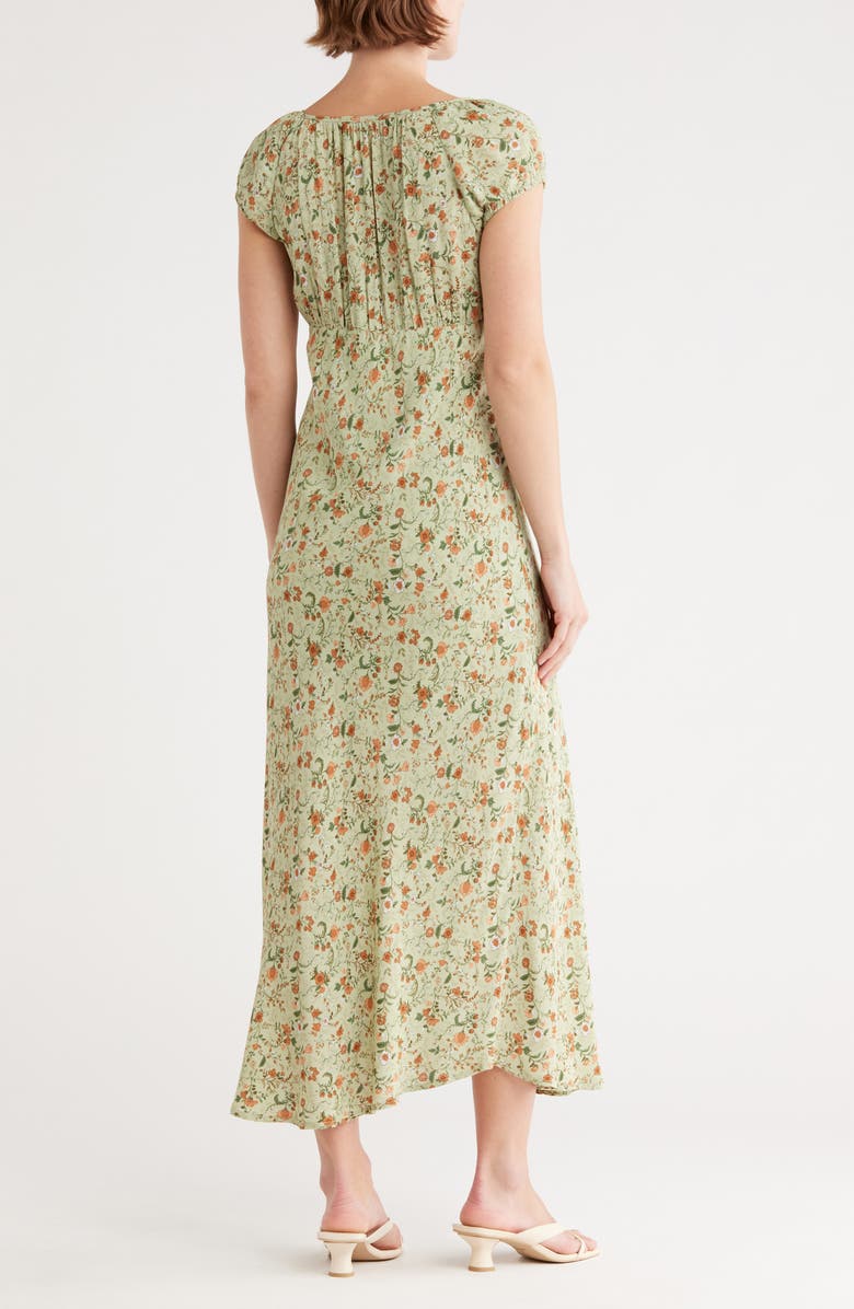 Blu Pepper Cap Sleeve Midi Dress, Alternate, color, Olive Multi