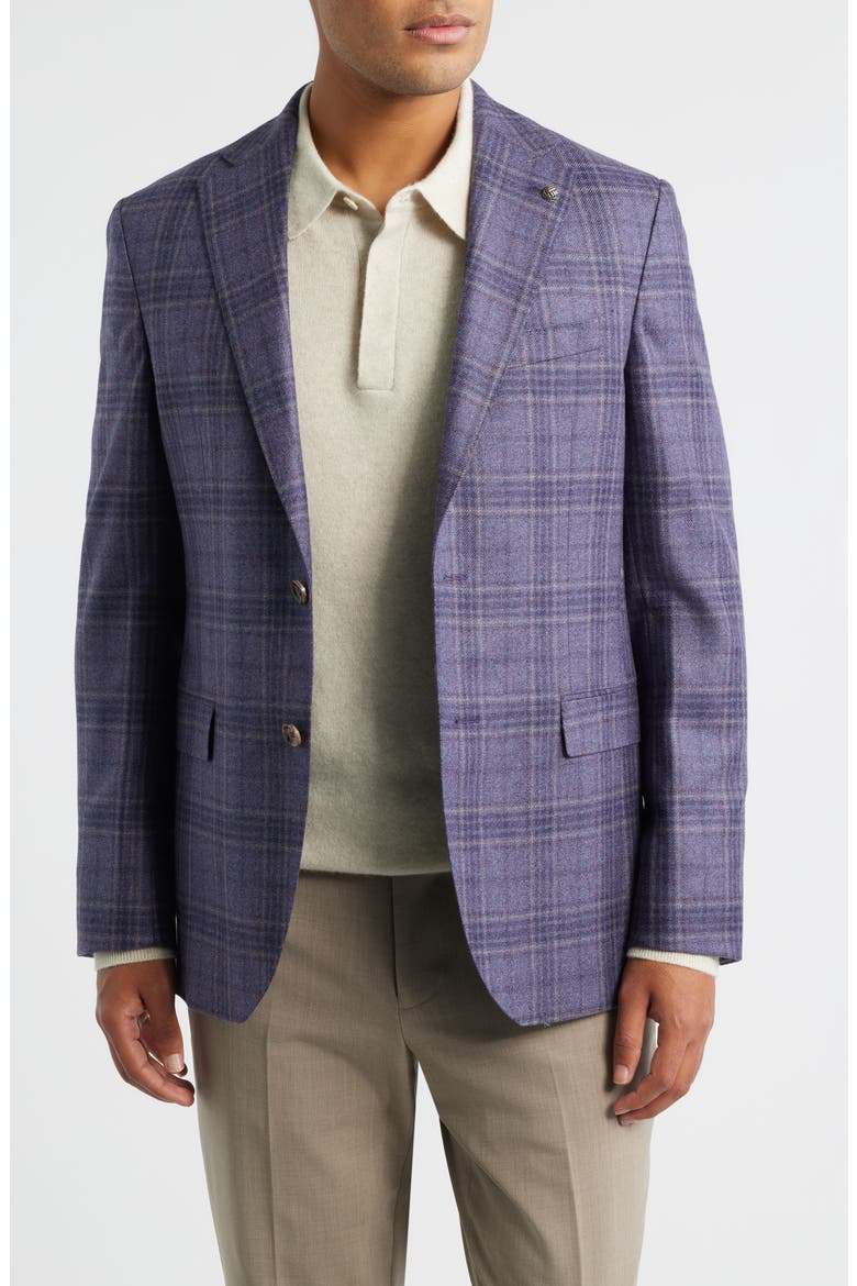 McAllen Lavender Plaid Soft Constructed Brushed Wool & Cashmere Sport Coat, Main, color, LAVENDER