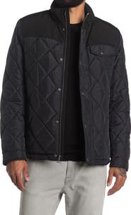 Cole Haan Signature COLE HAAN Mixed Media Faux Shearling Lined Diamond Quilted Jacket
