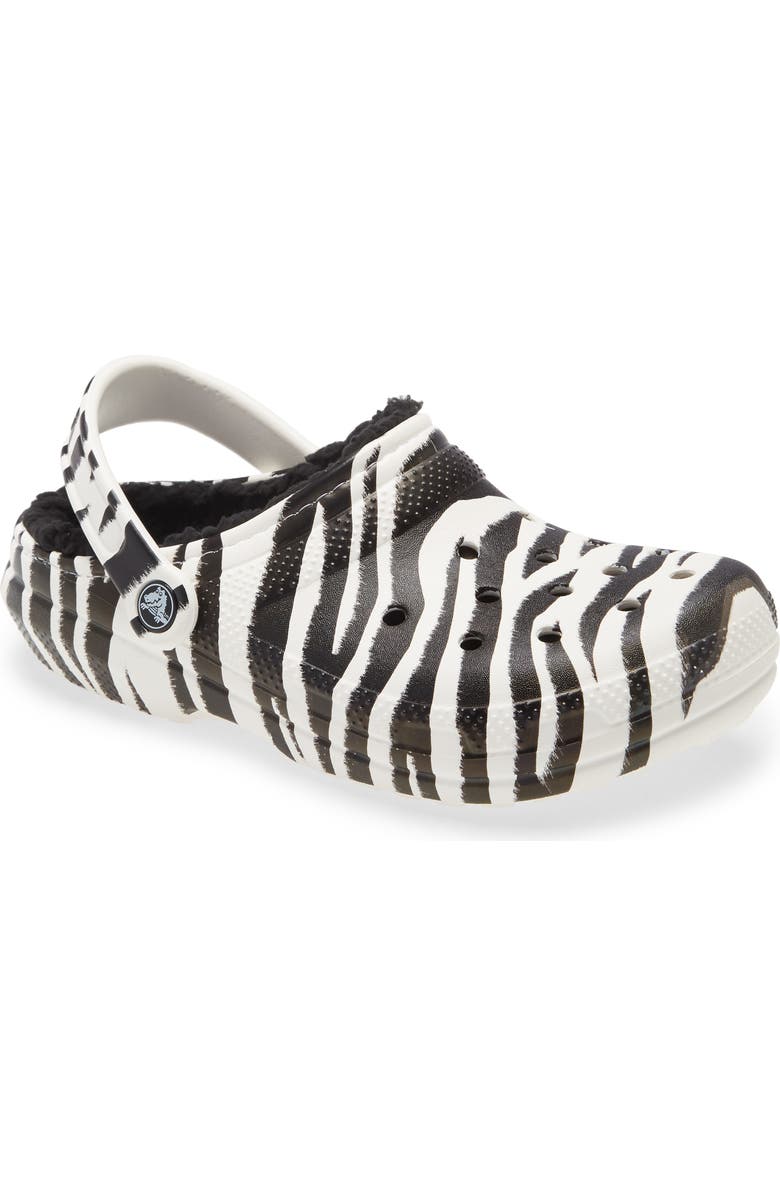 CROCS <sup>™</sup> Classic Lined Animal Print Slipper, Main, color,