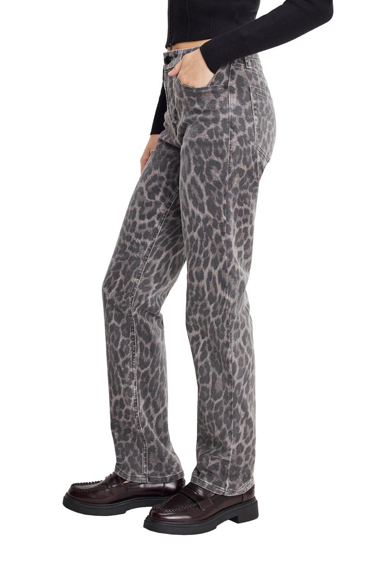 Good Icon Leopard Print Straight Leg Jeans, Alternate, color, GREY LUCKY LEOPARD