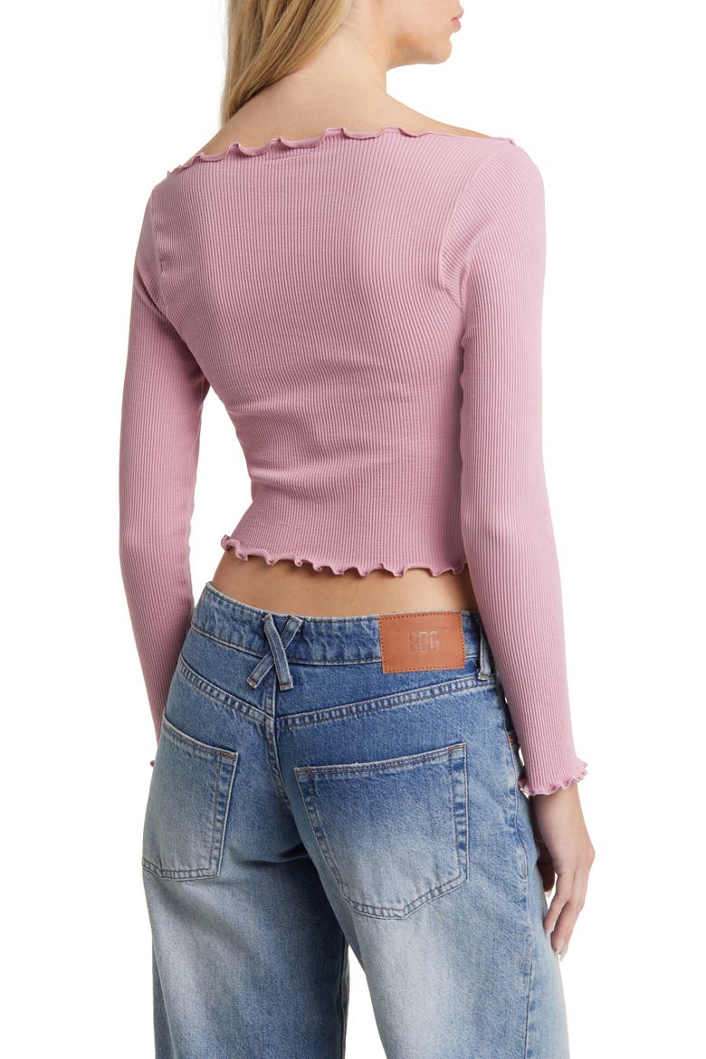 Elsie Rib Long Sleeve Crop Top, Alternate, color, PINK