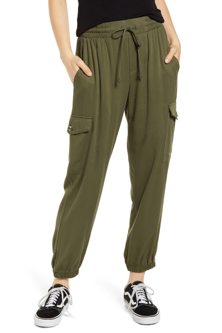 Twill Jogger Pants, Main, color, OLIVE
