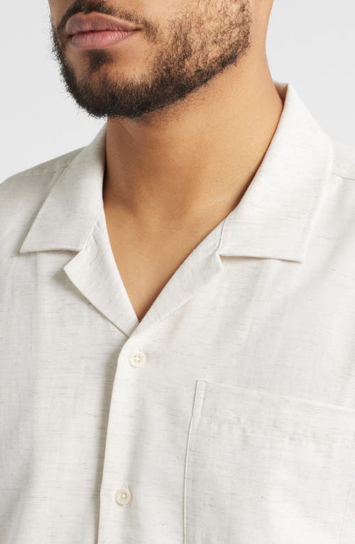 Ag Foster Cotton Blend Camp Shirt In Light Oatmeal