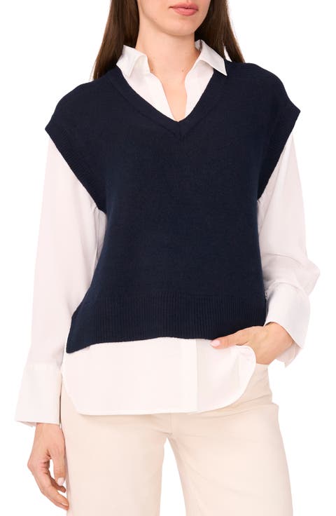 Layered Look Sweater Vest