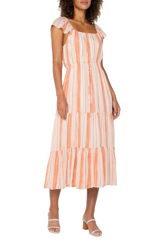 Liverpool Los Angeles Flutter Sleeve Maxi Dress In Orange Stripe