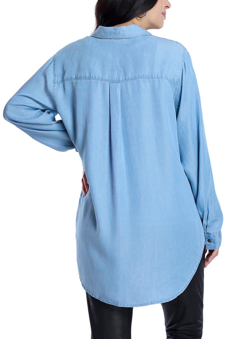 Long Sleeve Button-Up Poplin Shirt, Alternate, color, Medium Chambray