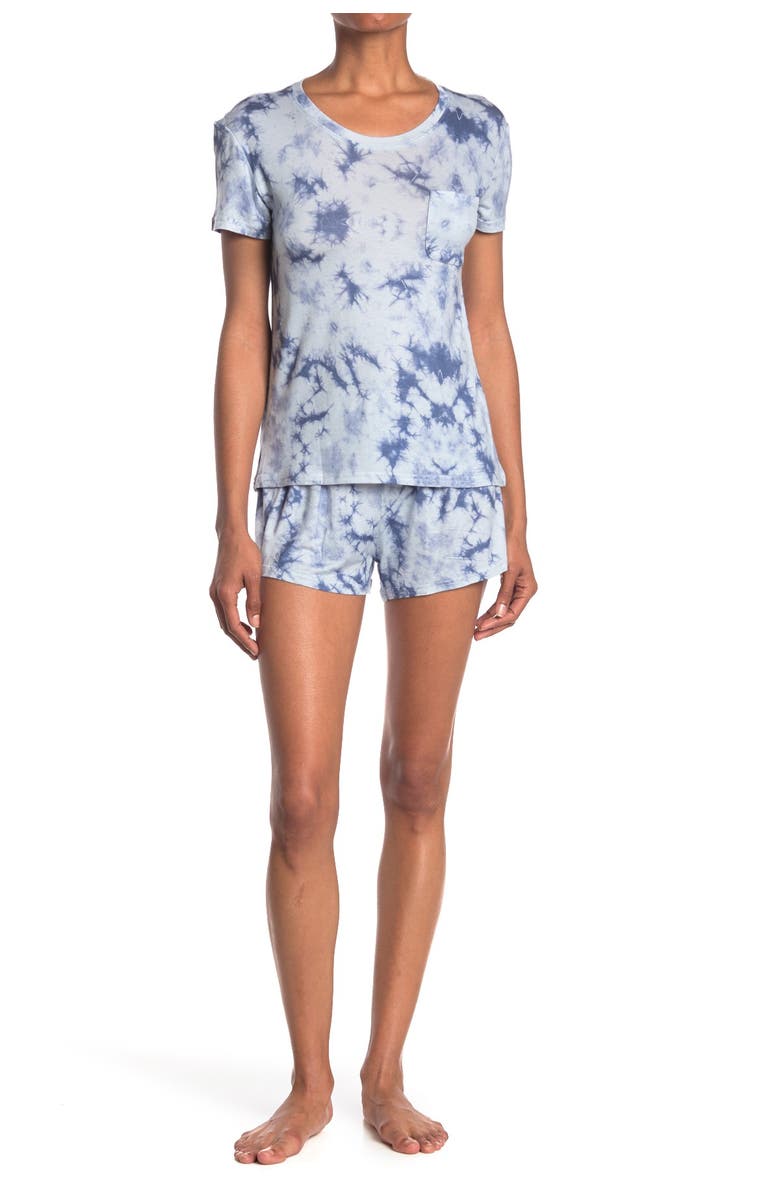 WALLFLOWER Tie Dye 2-Piece T-Shirt & Shorts Pajama Set, Alternate, color, 