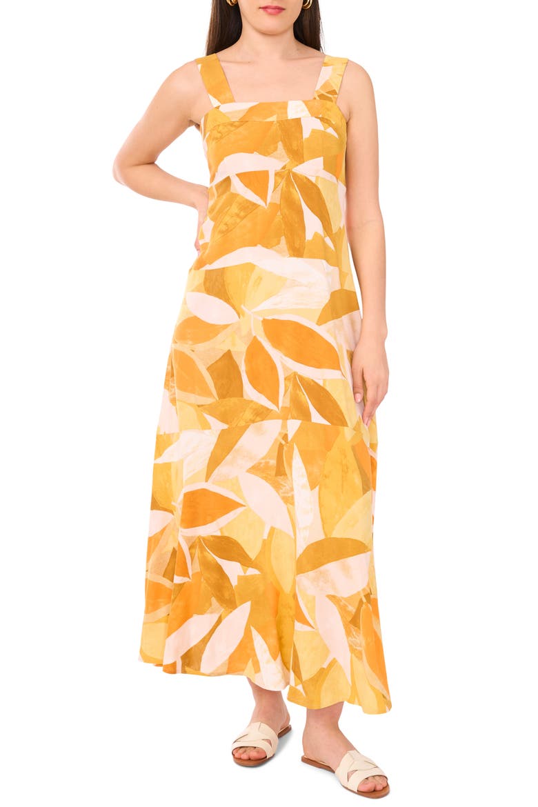 Printed Maxi Sundress, Main, color, TANGERINE