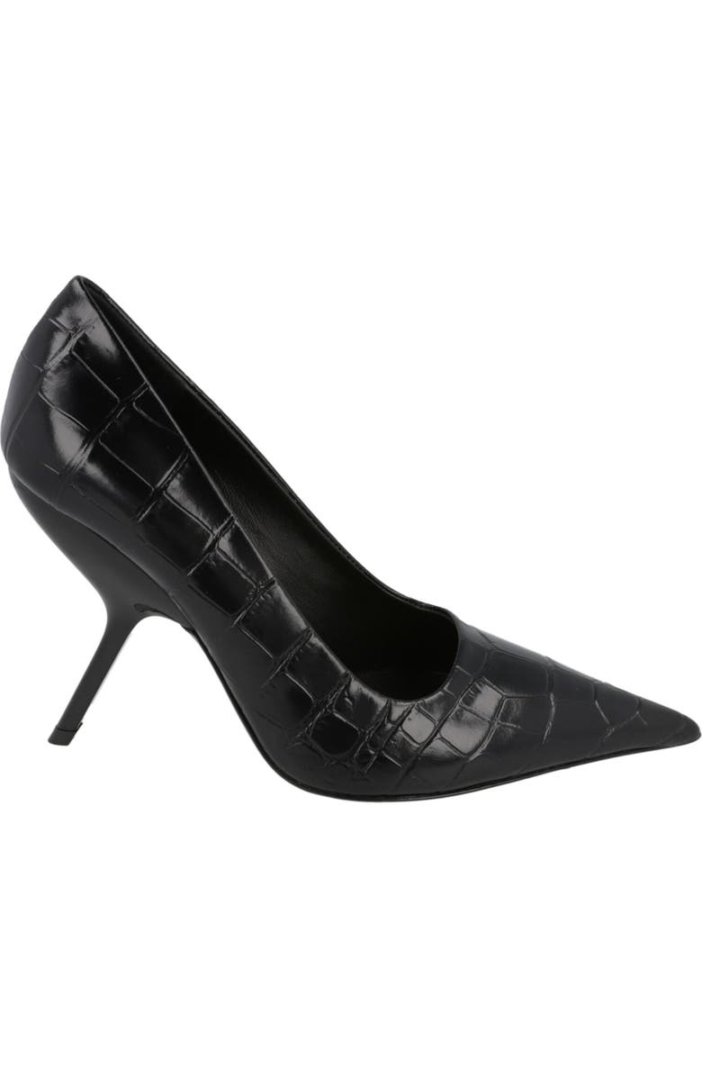 FERRAGAMO Eva Croc Embossed Leather Pump, Alternate, color, Black