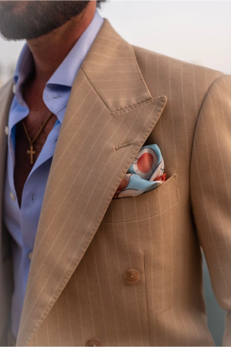 Prato - Silk Pocket Square for Men, Alternate, color, Tangerine